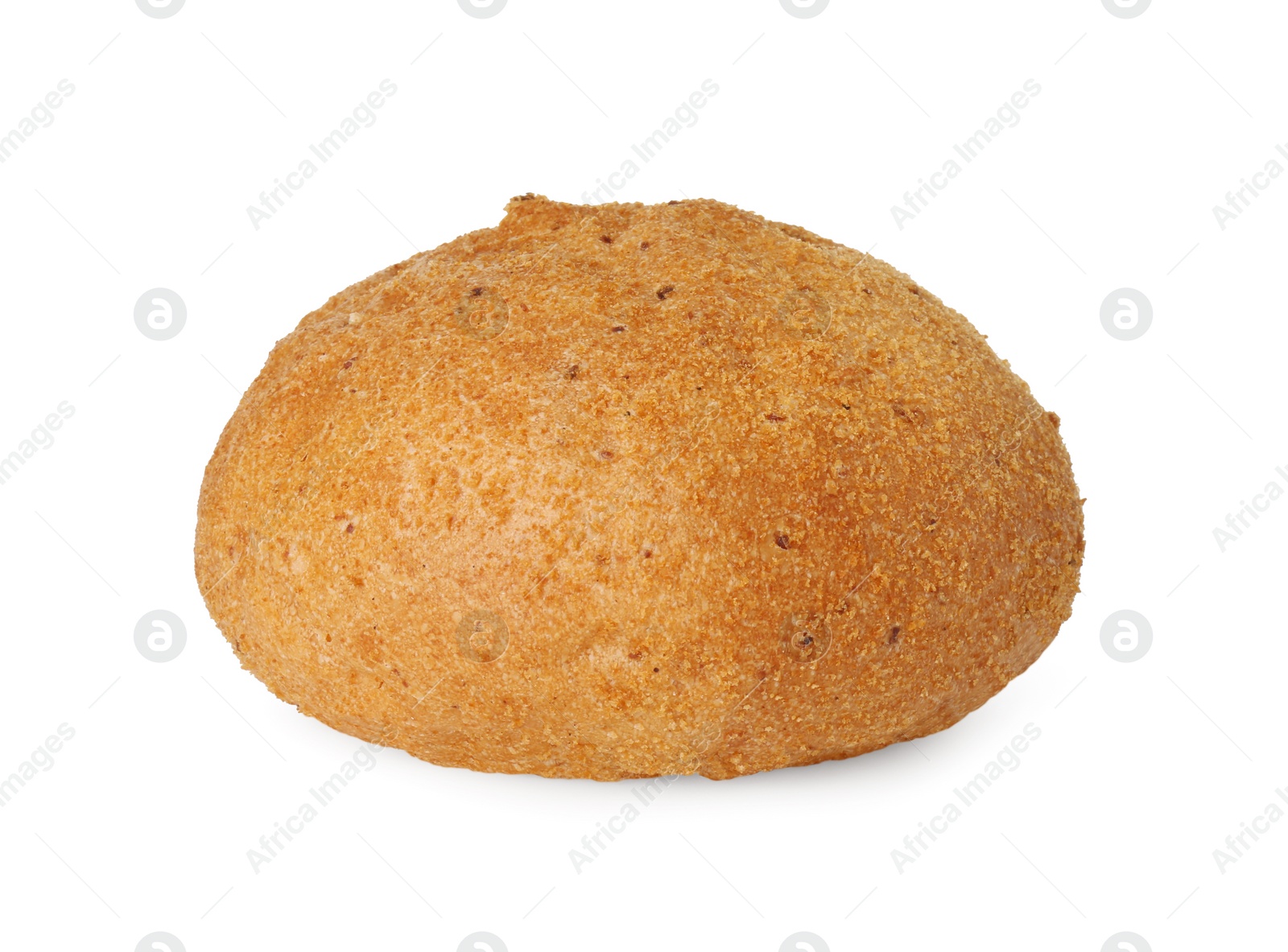 Photo of One fresh hamburger bun isolated on white