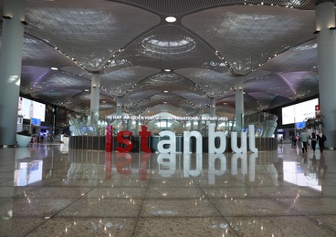 Photo of ISTANBUL, TURKEY - AUGUST 13, 2019: Letters in new airport terminal