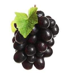 Bunch of fresh ripe juicy grapes on white background