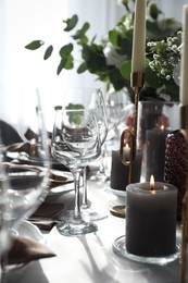 Photo of Festive table setting with beautiful decor indoors