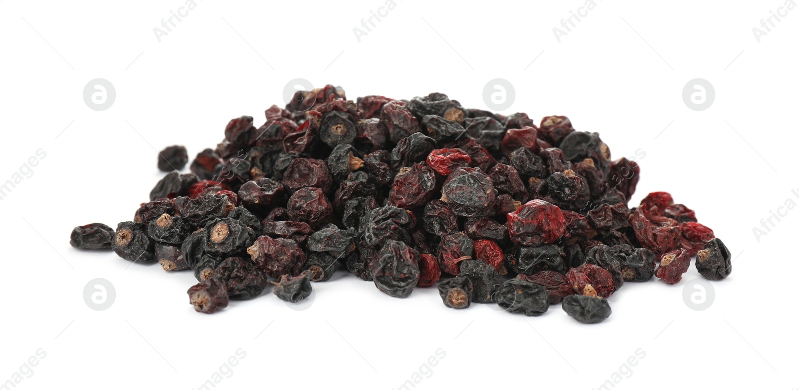 Photo of Heap of tasty dried currants on white background