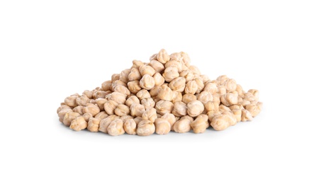 Pile of chickpeas isolated on white. Natural food