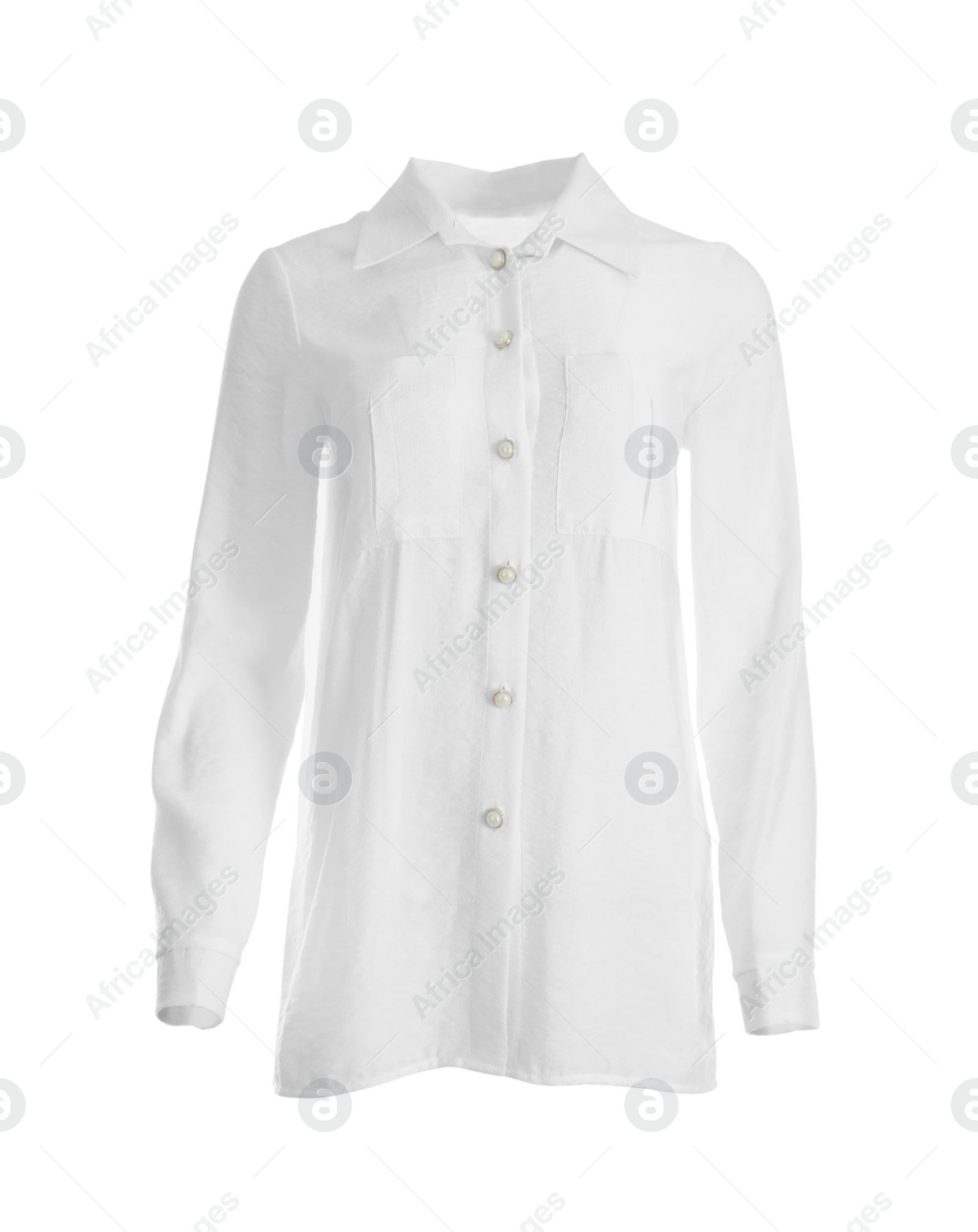 Photo of Elegant blouse with long sleeves isolated on white