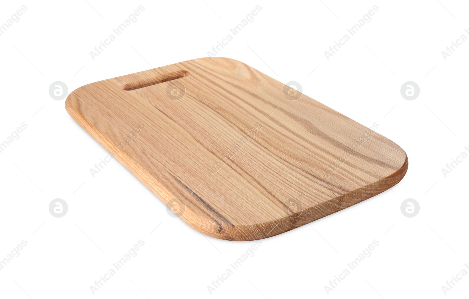 Photo of One wooden cutting board isolated on white