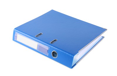 One blue office folder isolated on white