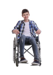 Photo of Teen boy in wheelchair on white background