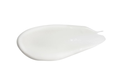 Sample of creamy yogurt on white background