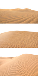 Image of Collage with photos of hot sand dunes