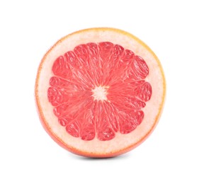 Photo of Cut grapefruit isolated on white. Exotic fruit