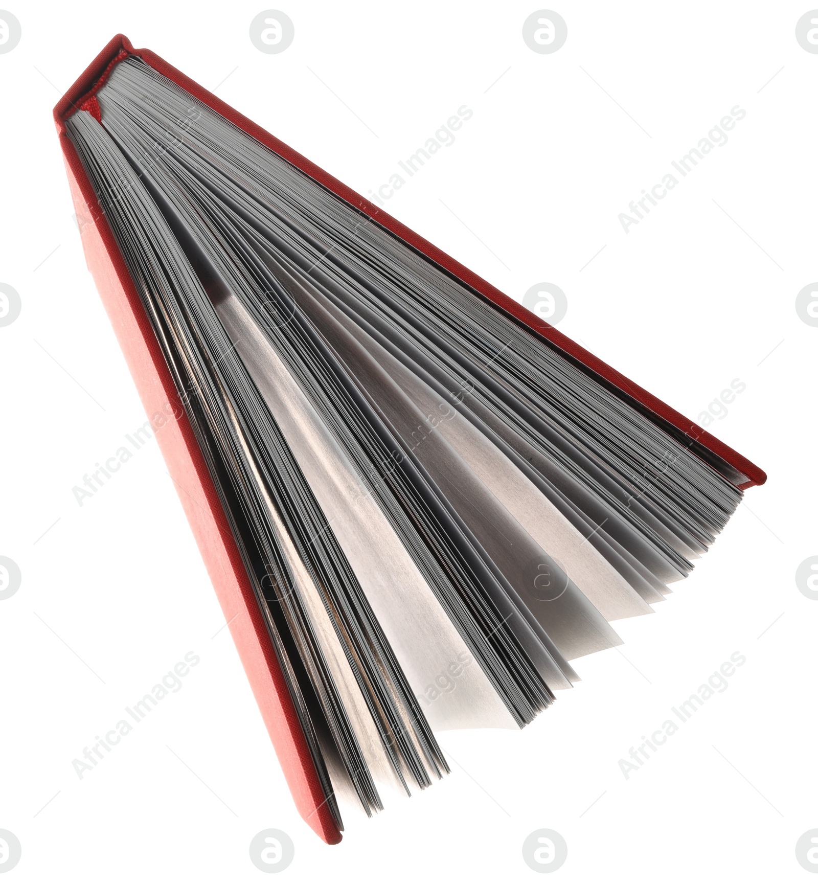 Photo of Book with red cover on white background