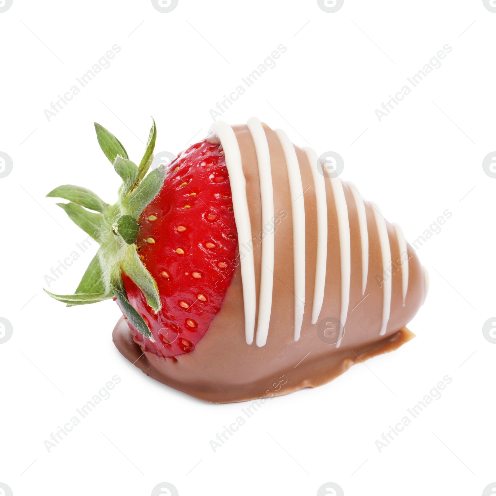 Photo of Delicious strawberry covered with chocolate isolated on white