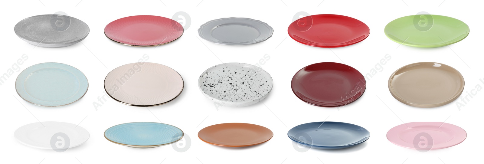 Image of Different clean plates isolated on white, set