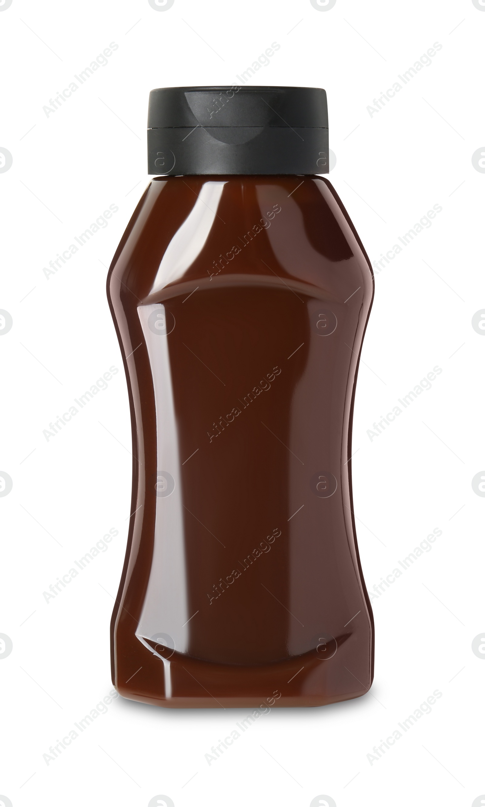 Photo of Tasty barbecue sauce in bottle isolated on white