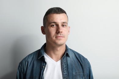 Portrait of handsome man on white background