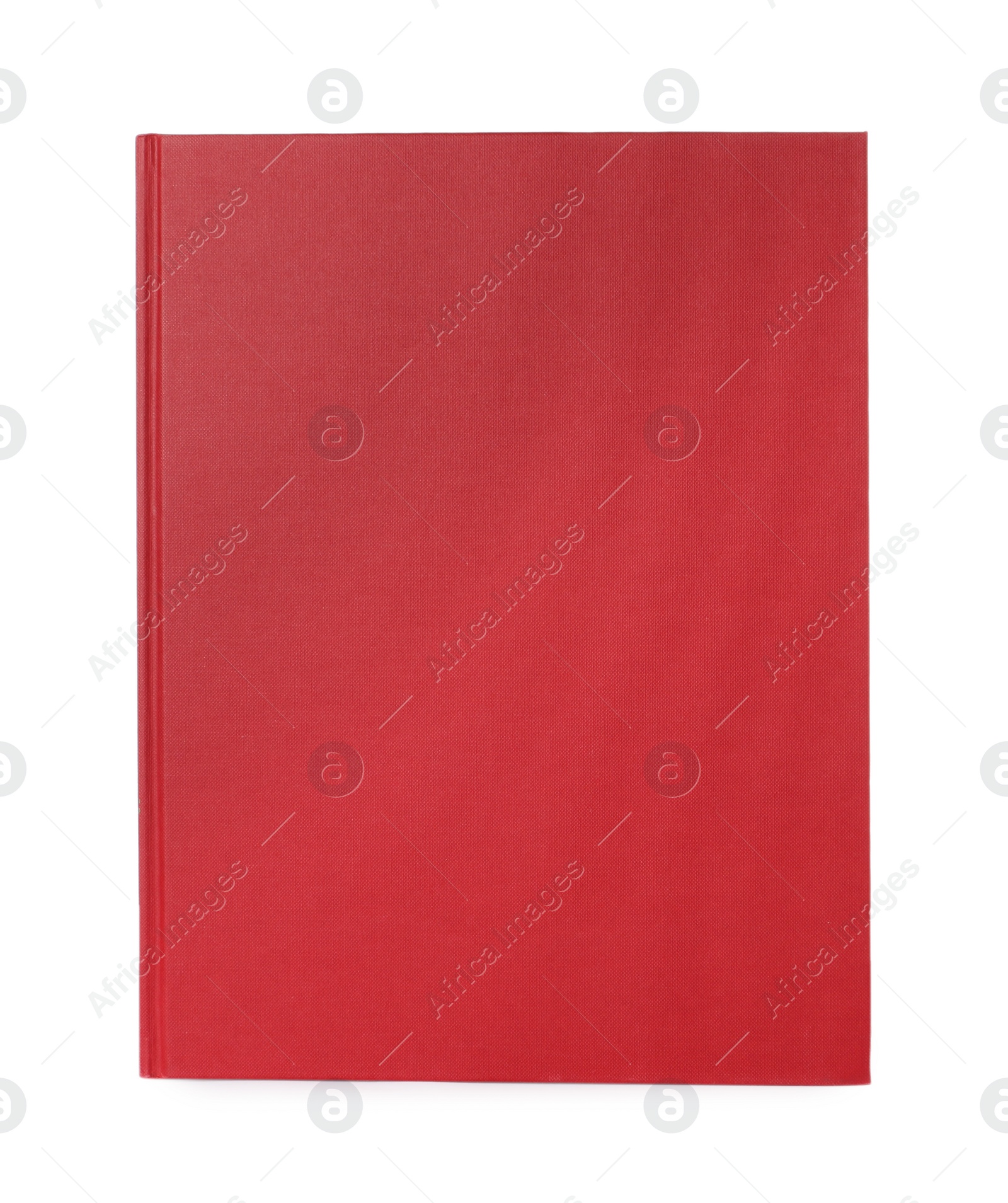 Photo of Closed book with red hard cover isolated on white