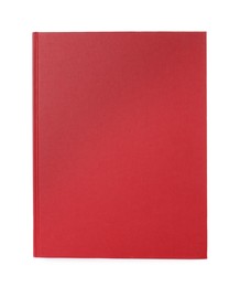 Photo of Closed book with red hard cover isolated on white