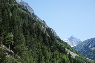 Picturesque view of beautiful mountain landscape under blue sky