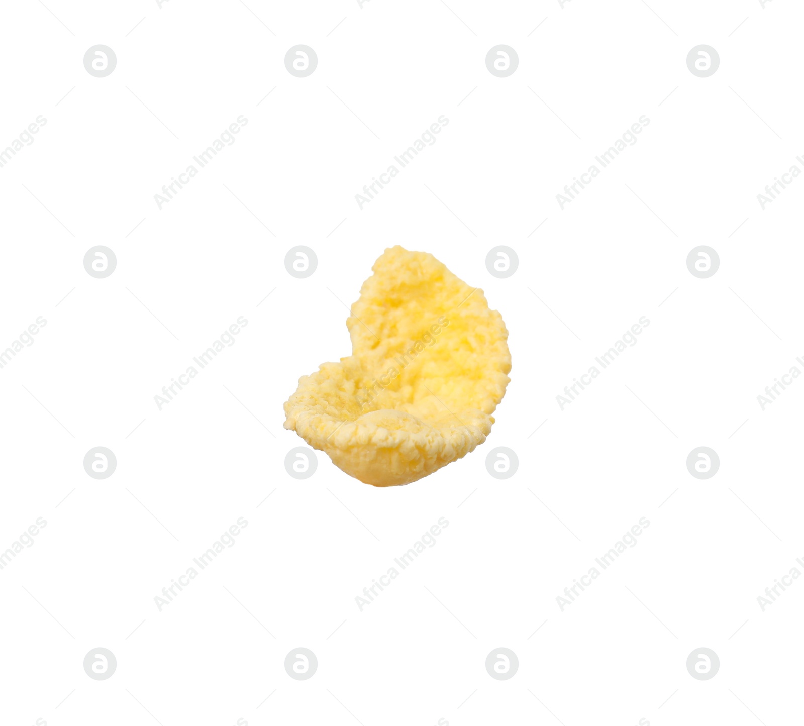 Photo of Breakfast cereal. Tasty corn flake isolated on white