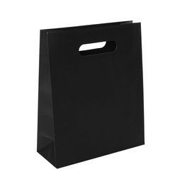 Photo of Paper shopping bag isolated on white. Mock up for design