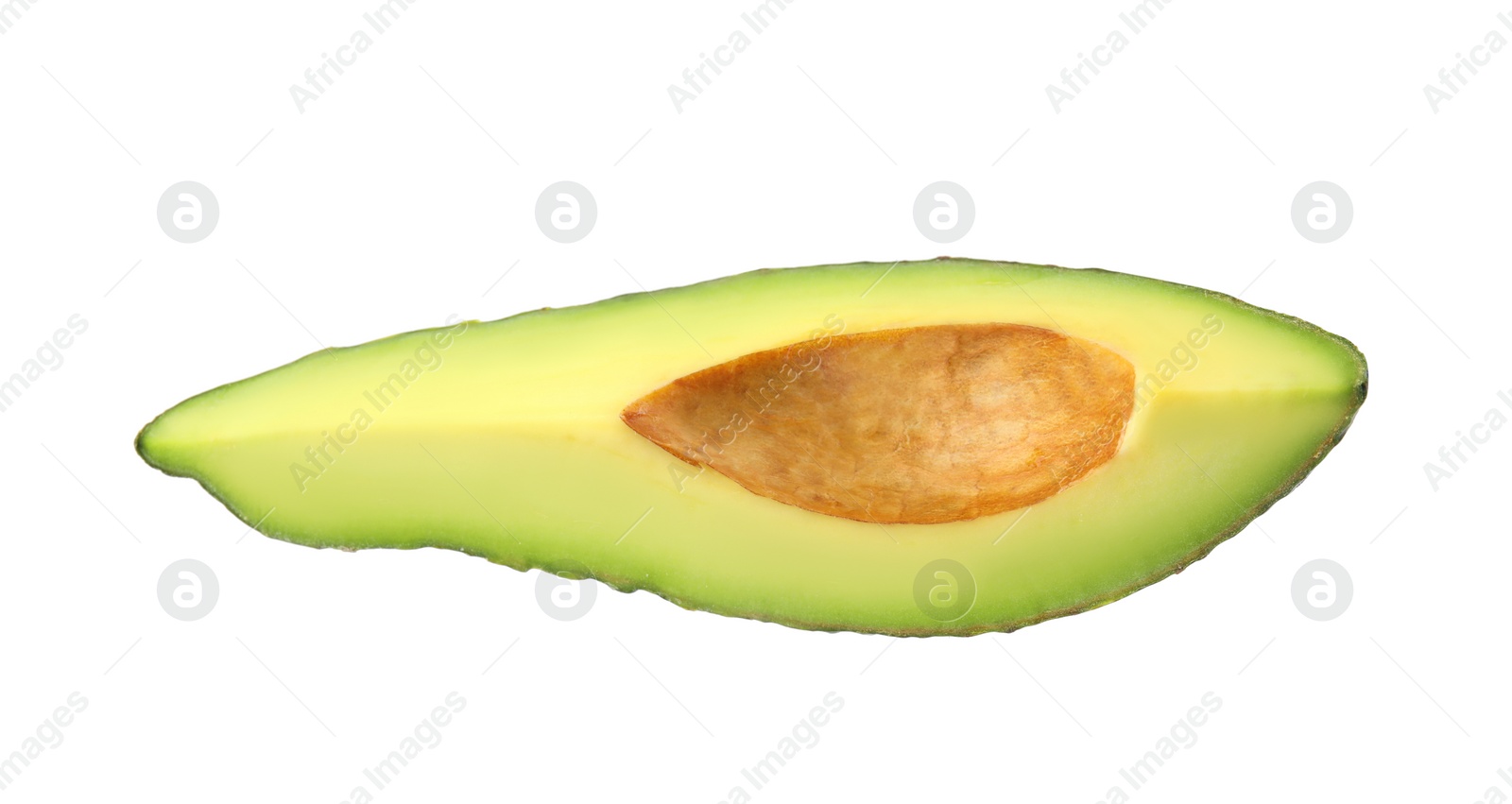 Photo of Slice of tasty ripe avocado isolated on white
