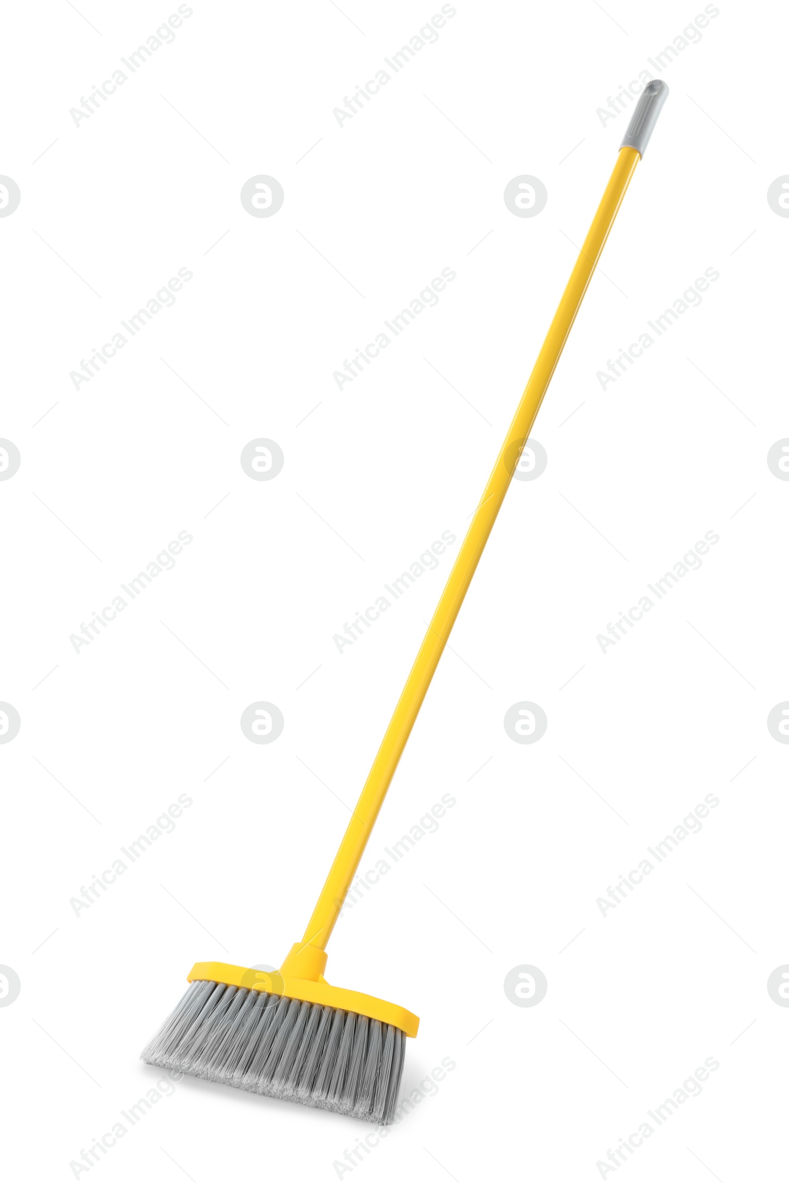 Photo of Plastic broom isolated on white. Cleaning tool