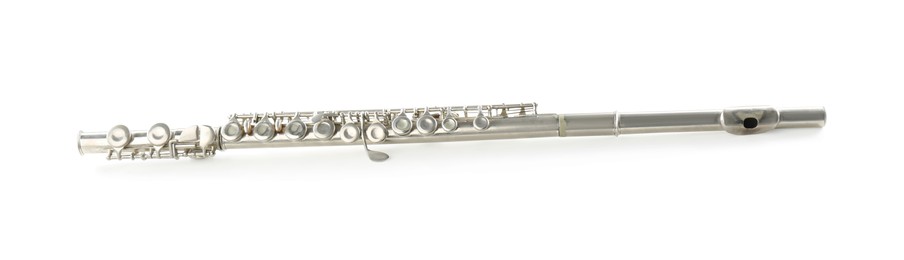 Flute isolated on white. Wind musical instrument