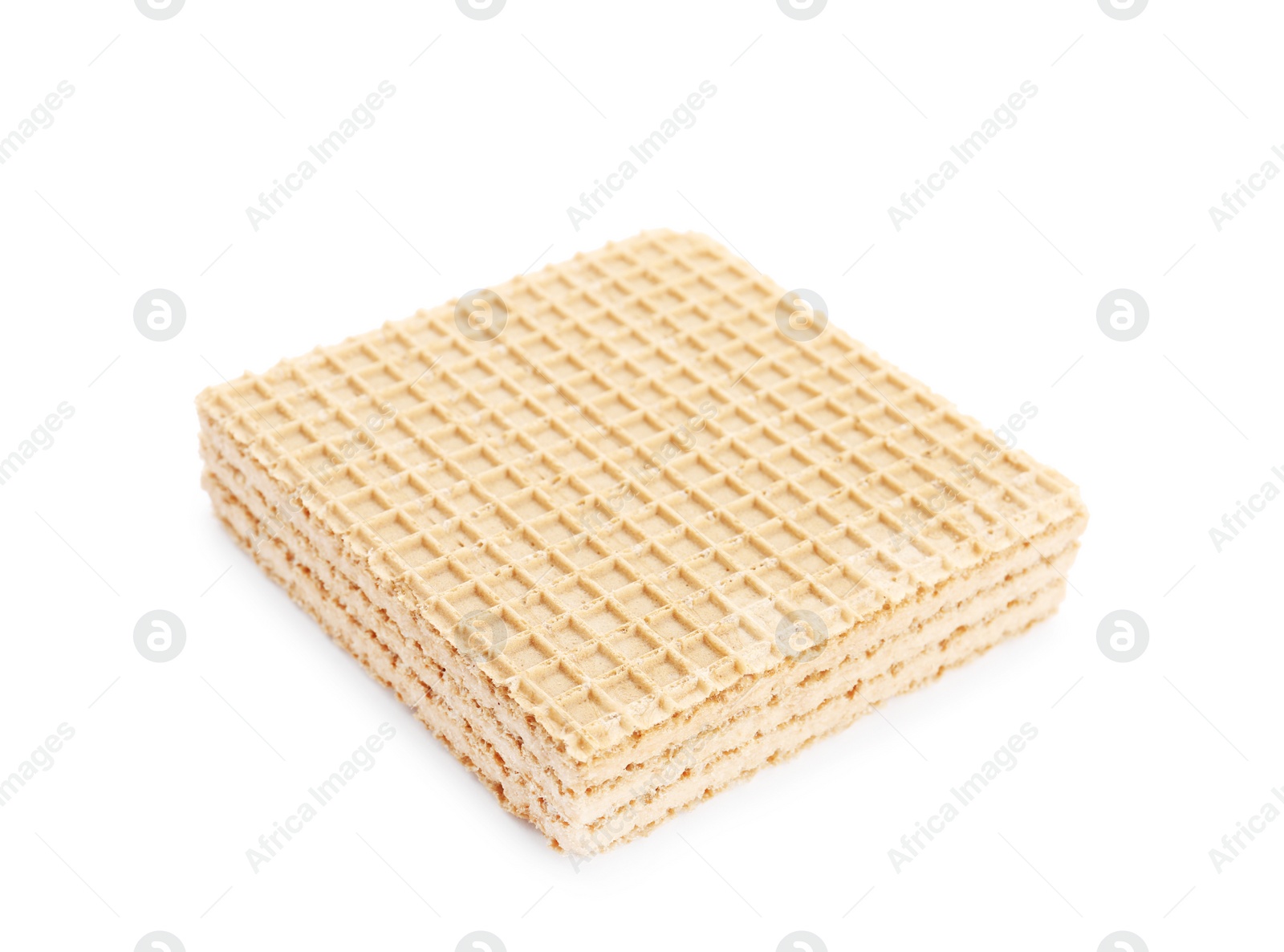 Photo of Delicious crispy wafer on white background. Sweet food