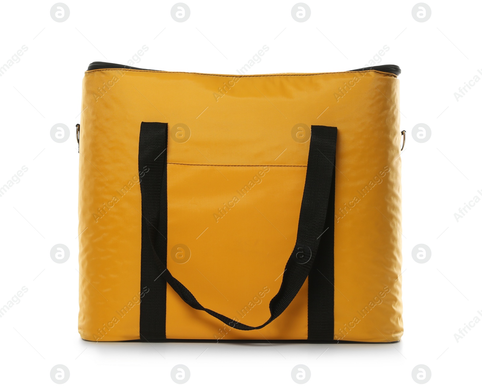 Photo of Modern yellow thermo bag isolated on white