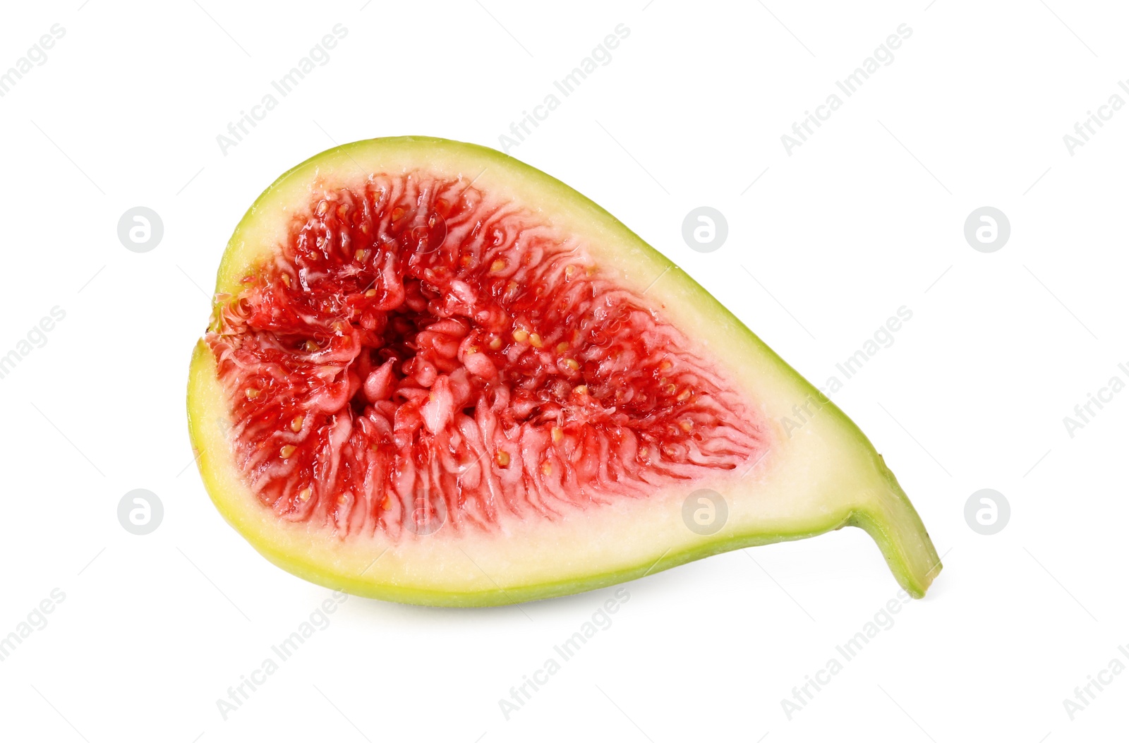 Photo of Half of fresh green fig isolated on white