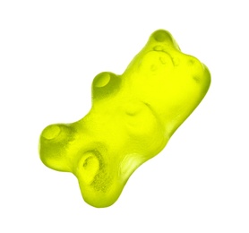 Delicious yellow jelly bear on white background