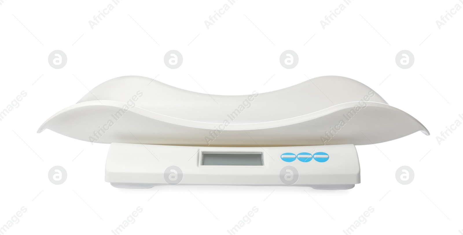 Photo of Modern digital baby scales isolated on white