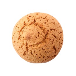 Photo of Delicious oatmeal cookie on white background, top view