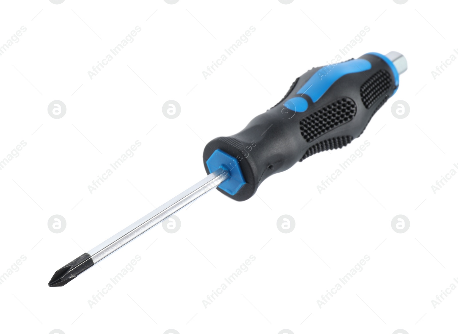 Photo of One screwdriver with color handle isolated on white