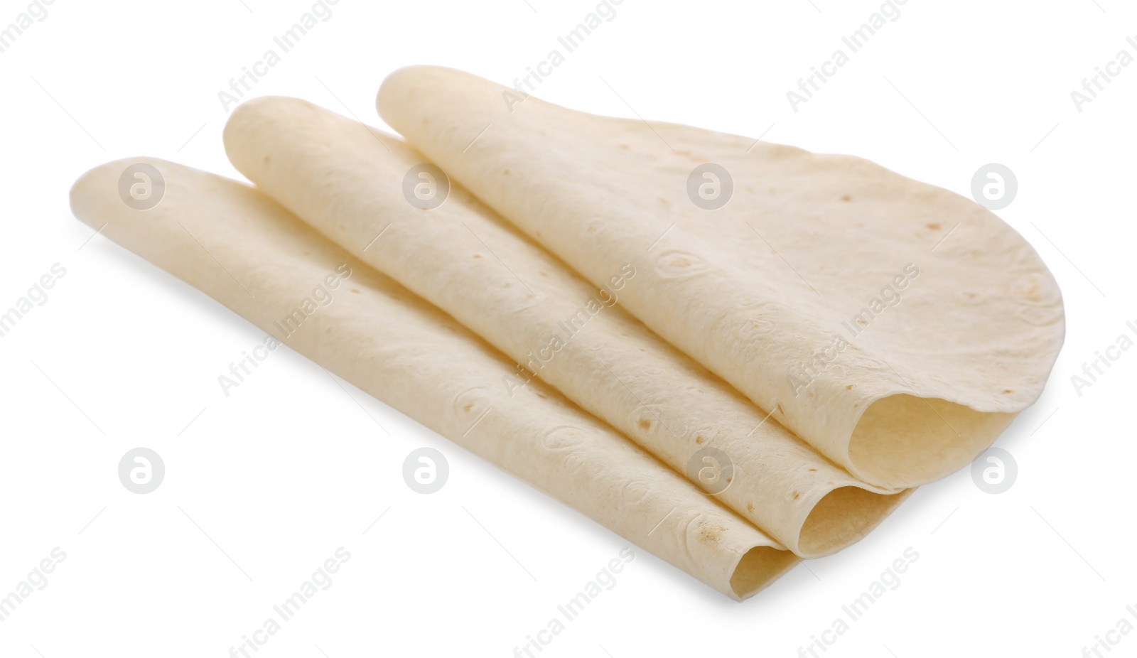 Photo of Delicious folded Armenian lavash on white background