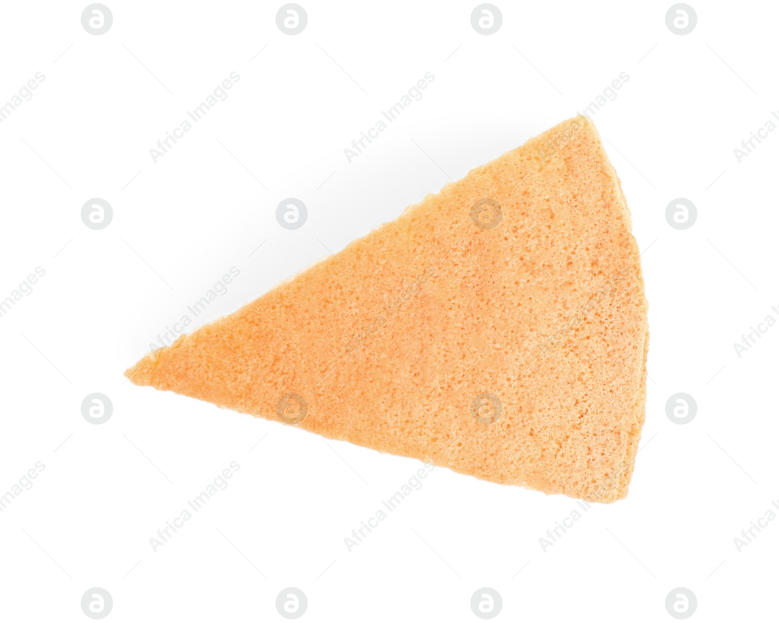 Photo of Piece of delicious fresh homemade cake on white background