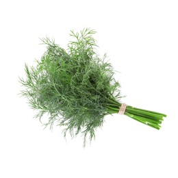 Bunch of fresh dill isolated on white, top view