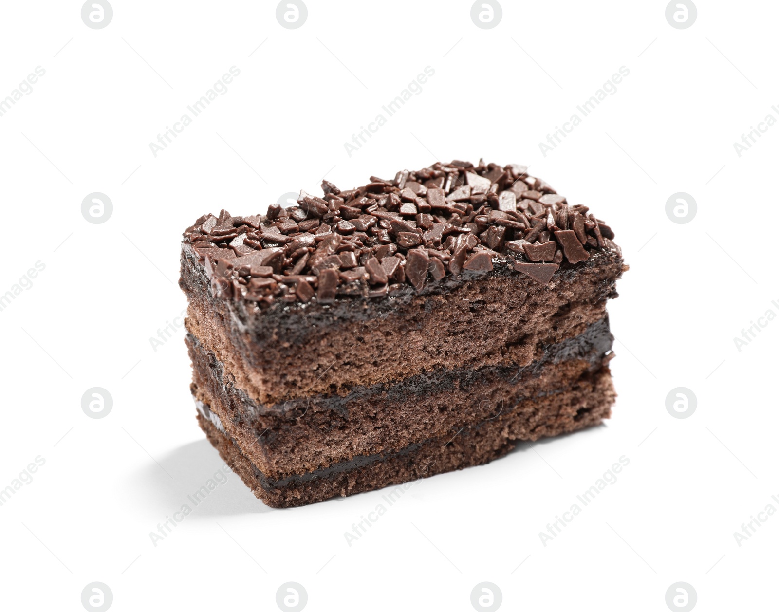 Photo of Delicious fresh chocolate cake isolated on white