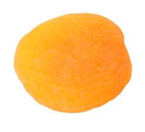 Photo of Tasty apricot on white background, top view. Dried fruit as healthy food