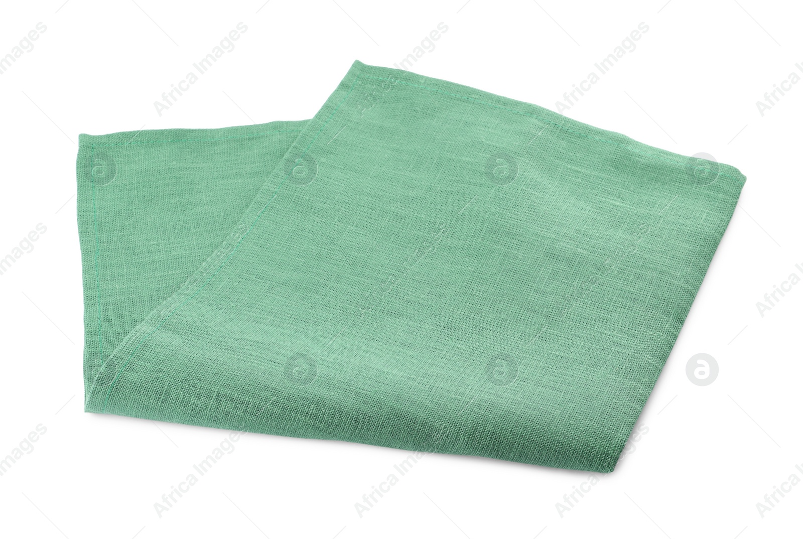 Photo of Green cloth kitchen napkin isolated on white