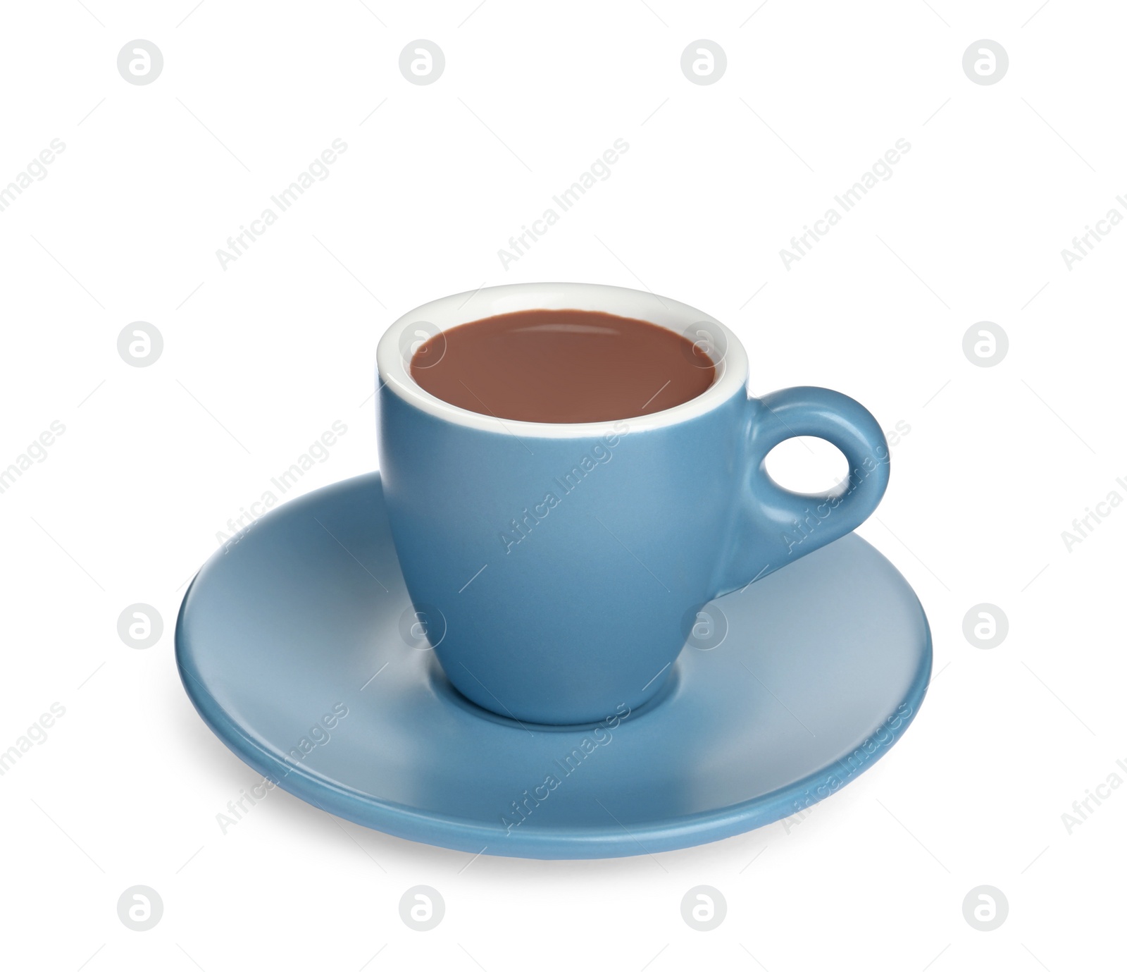 Photo of Cup of delicious hot chocolate isolated on white