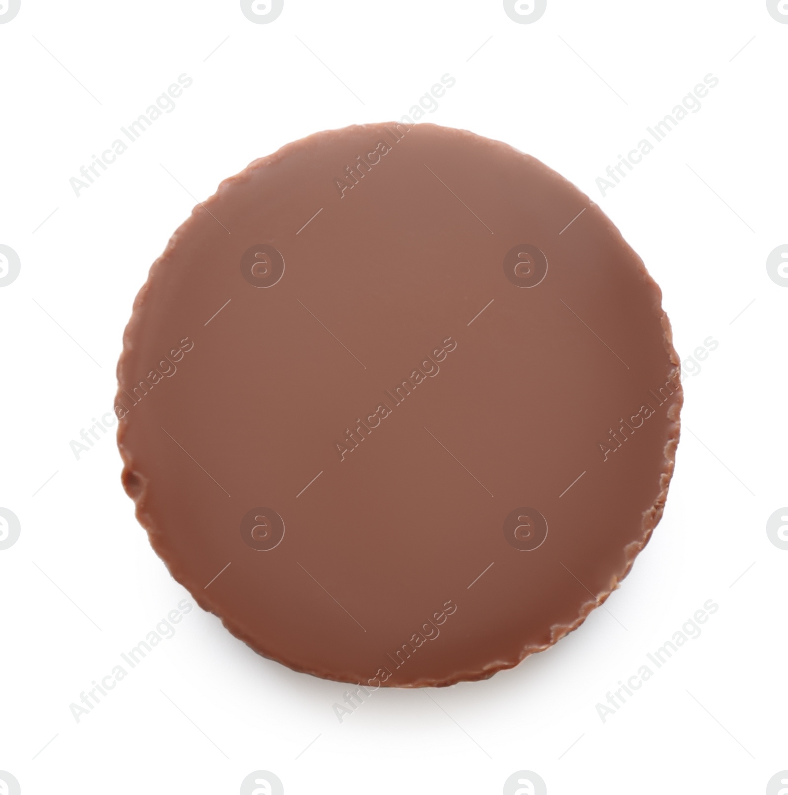 Photo of Delicious peanut butter cup isolated on white, top view