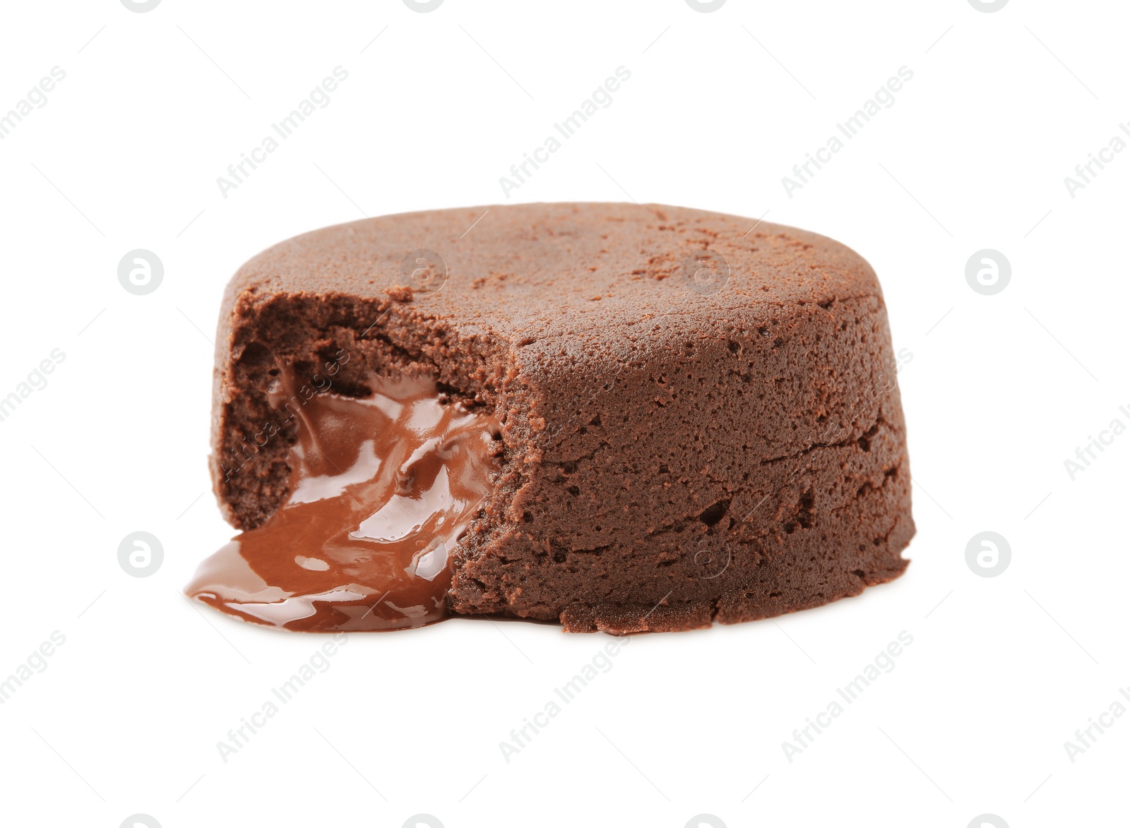 Photo of One delicious chocolate fondant isolated on white