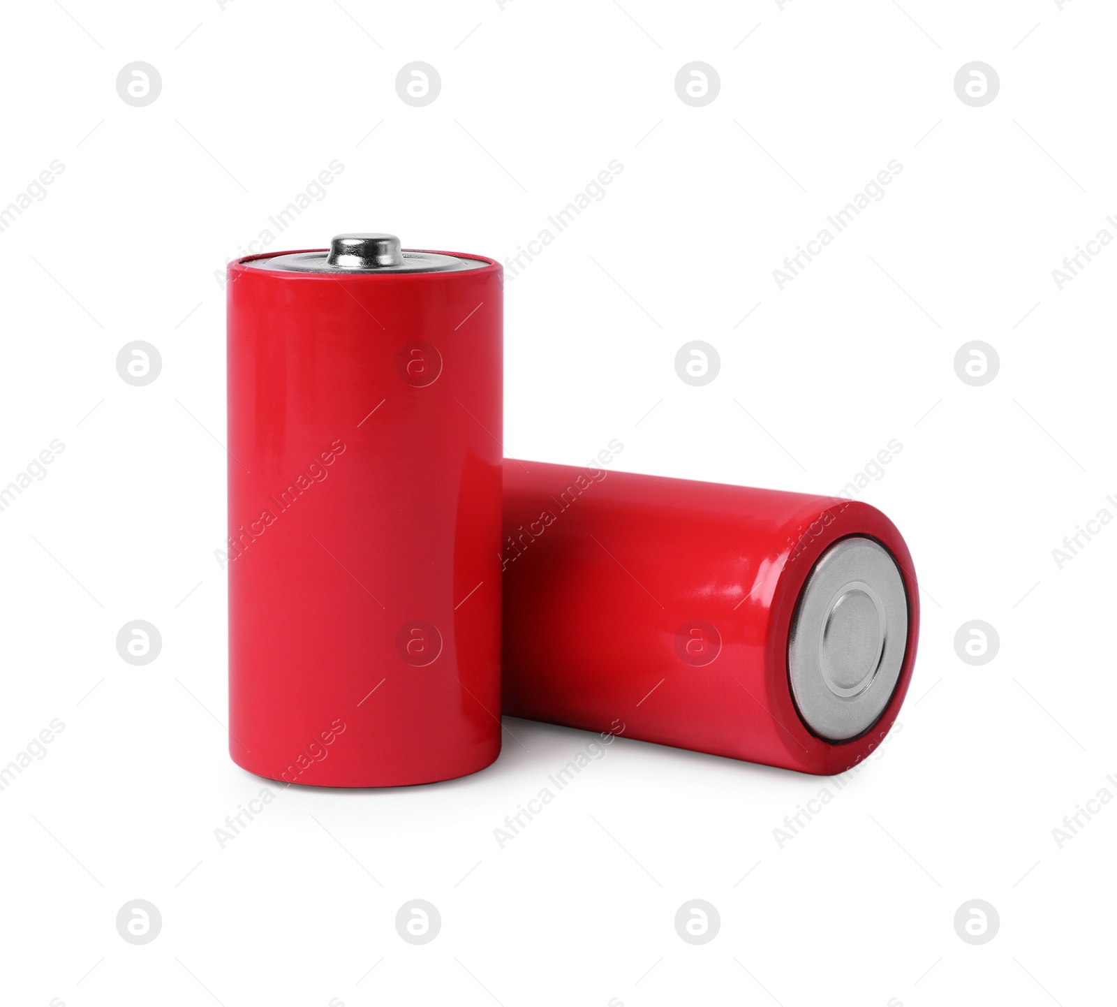 Photo of New C size batteries isolated on white