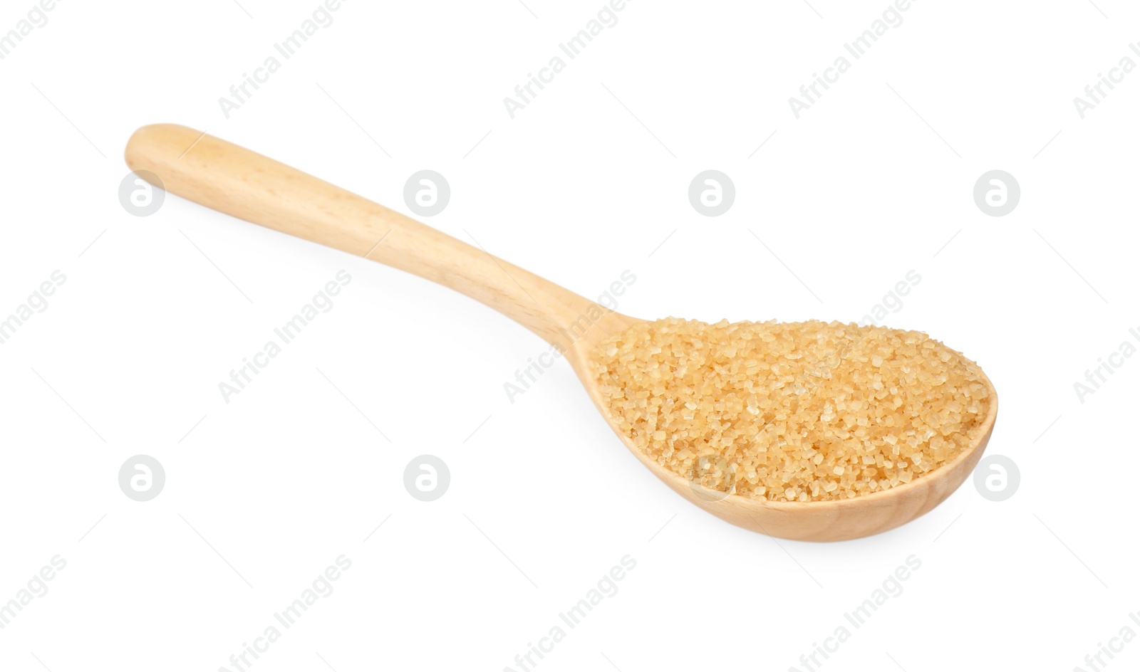 Photo of Brown sugar in spoon isolated on white