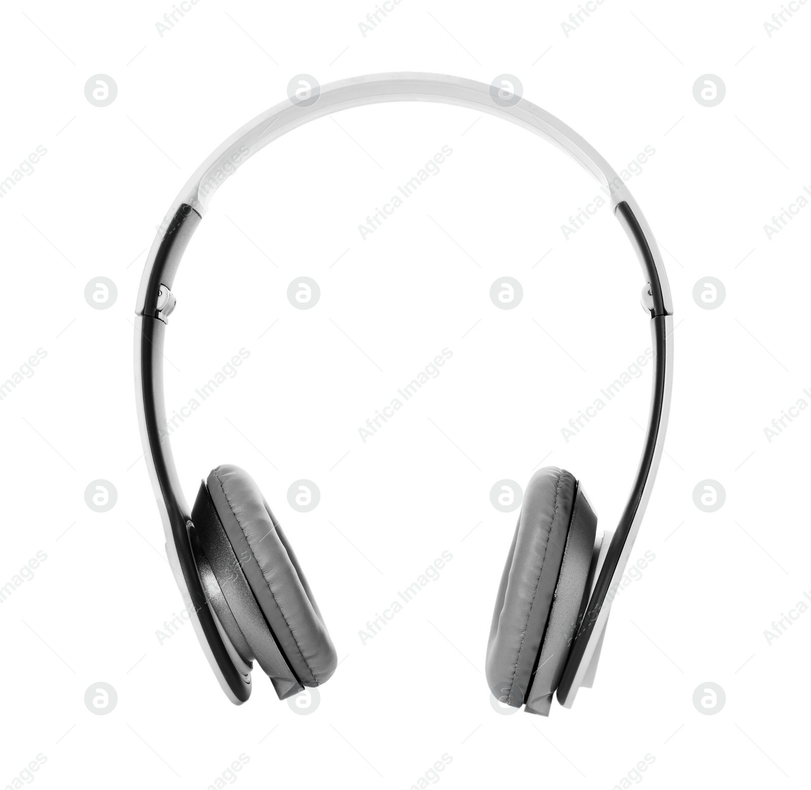 Photo of Stylish modern headphones with earmuffs on white background