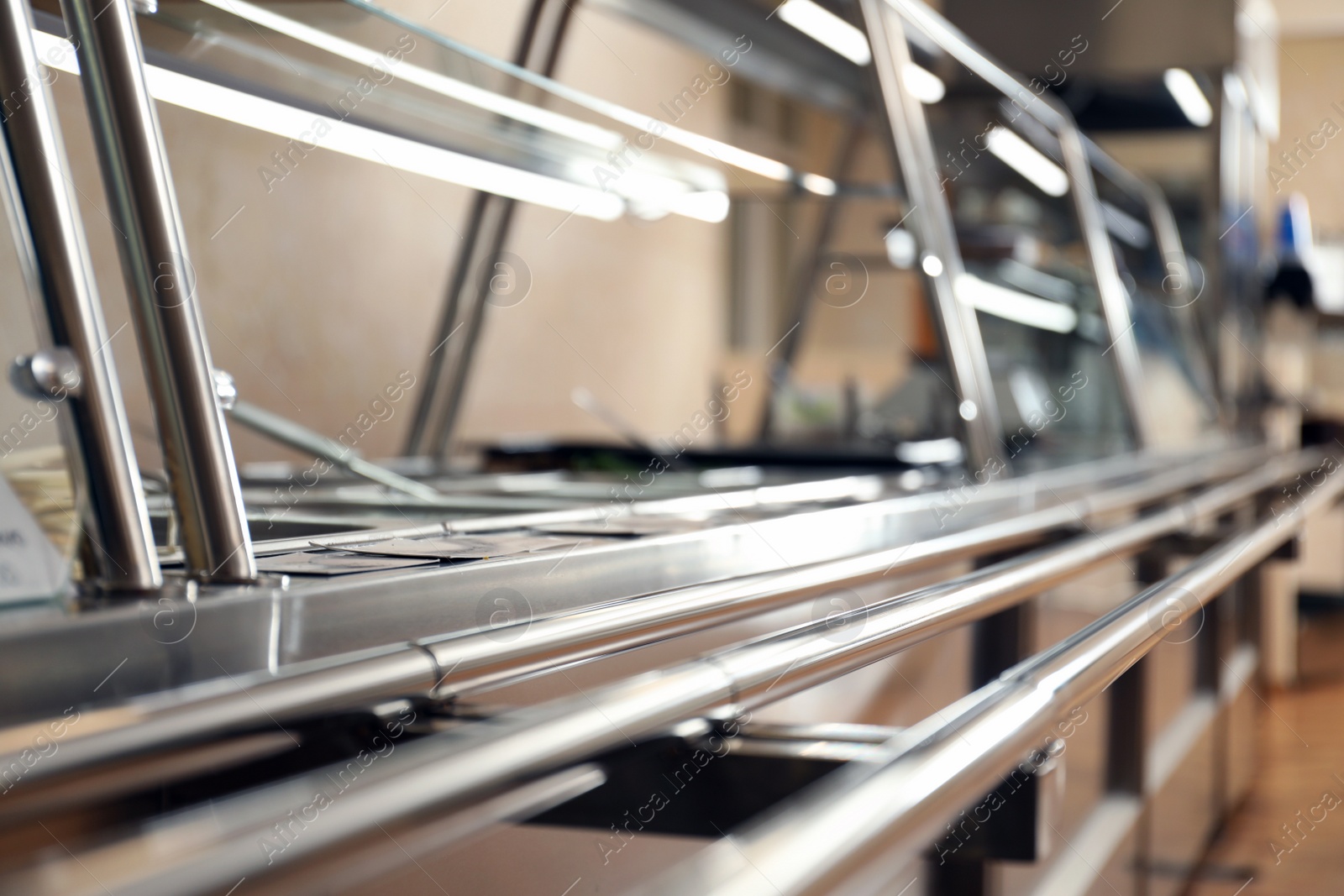 Photo of Serving line with food in school canteen