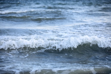 Beautiful view of sea waves at sunset