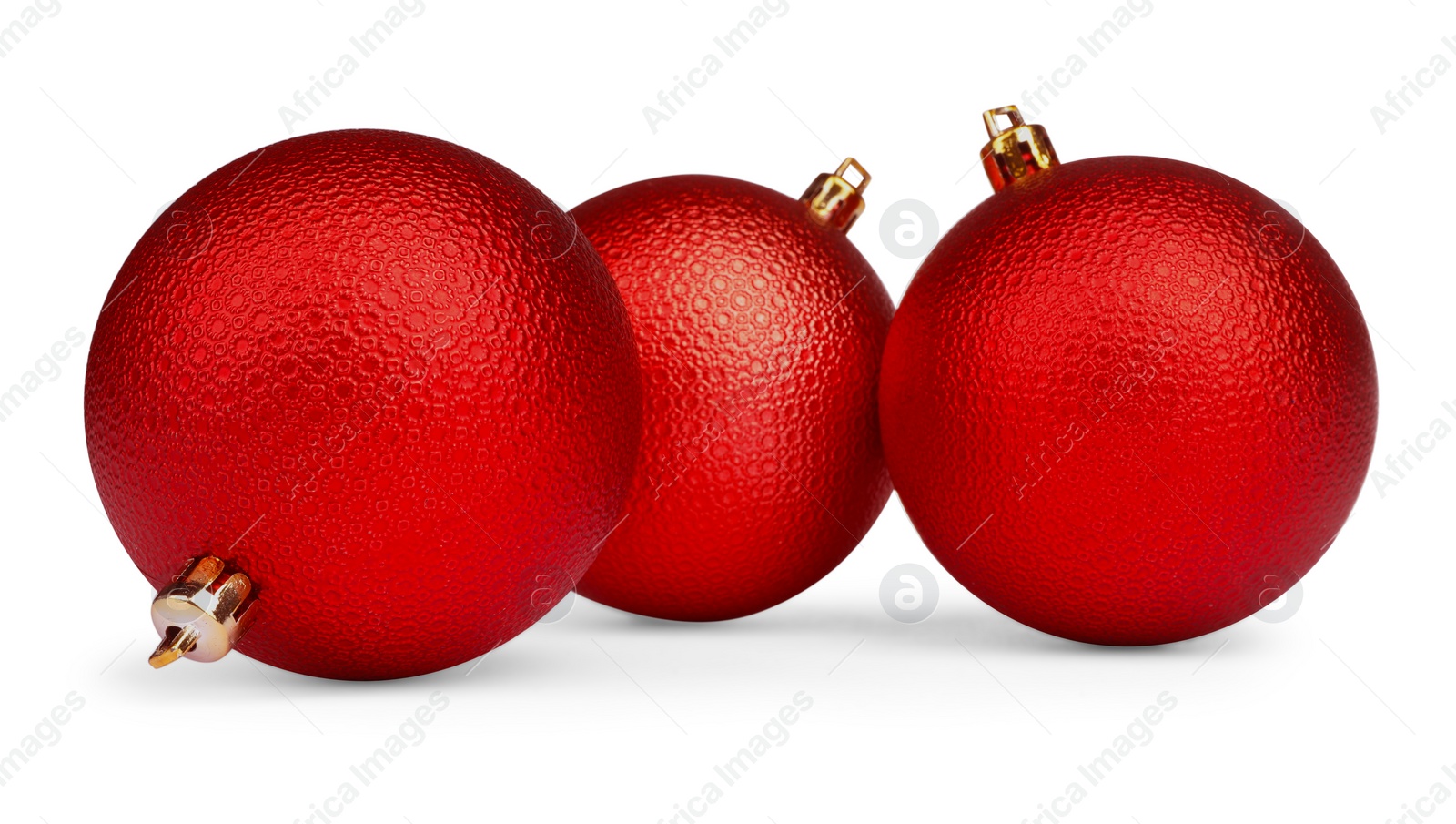 Photo of Beautiful red Christmas balls isolated on white