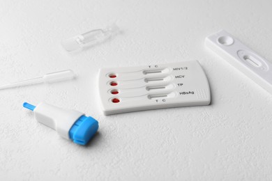 Disposable express test kit on white table