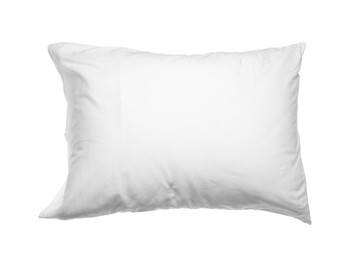 Photo of Blank soft new pillow isolated on white, top view